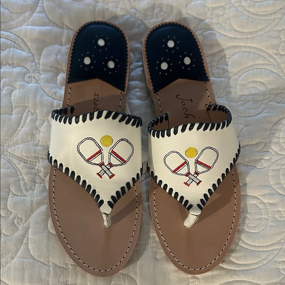 Jack Rogers White and Navy Pickleball Sandals